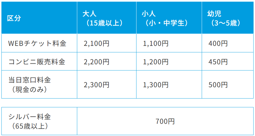 サンシャインプール料金表